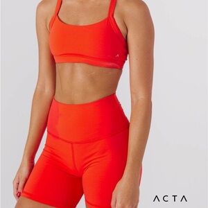 ACTA Women's Orange High-Waist Athletic Shorts